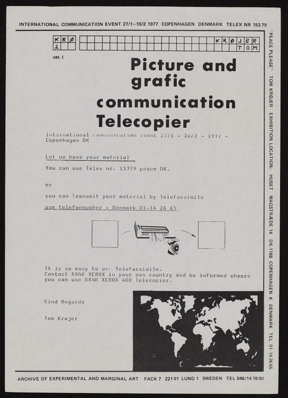 Tom Kr?yer - Picture and Grafic Communication Telecopier, International Communication Event 27.1. - 10.2.1977