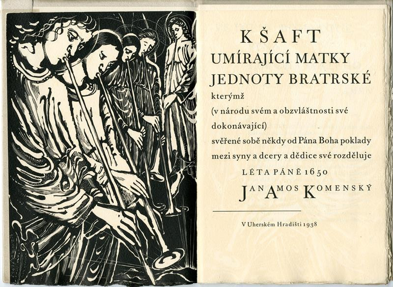 Družstvo knihtiskárny v Hranicích, Karel Svolinský, Jan Amos Komenský - Kšaft umírající matky Jednoty bratrské