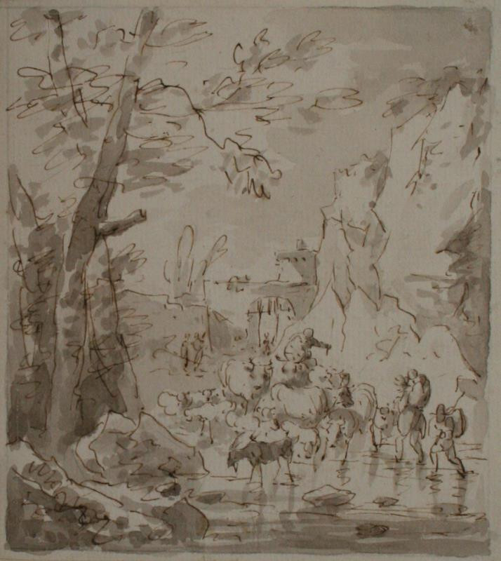 Claes (Nicolaes) Berchem - Stádo u brodu