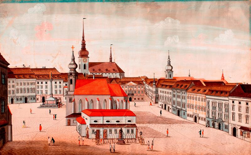 Josef Maserle - kopista - Velké náměstí v 60. letech 18. století, pohled od jihu
