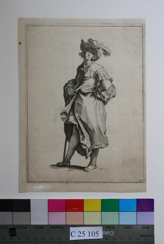 neznámý grafik nizozemský - Bosý muž s kloboukem