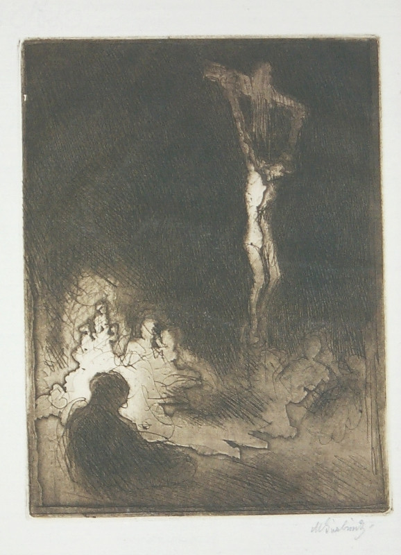 Max Švabinský - Grafická studie k listu Před snímáním s kříže