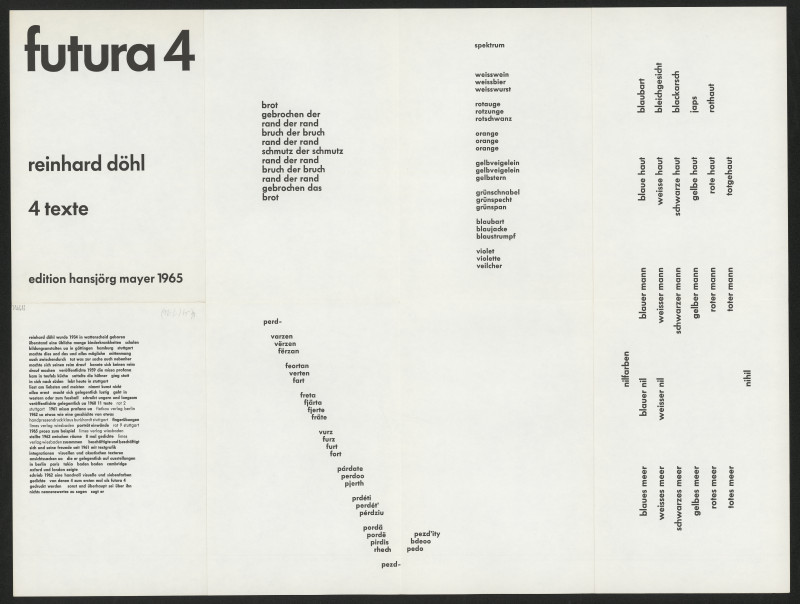 Reinhard Döhl - 4 texte, Futura 4 edition Hansjörg Mayer, Stuttgart, Germany (1-26)