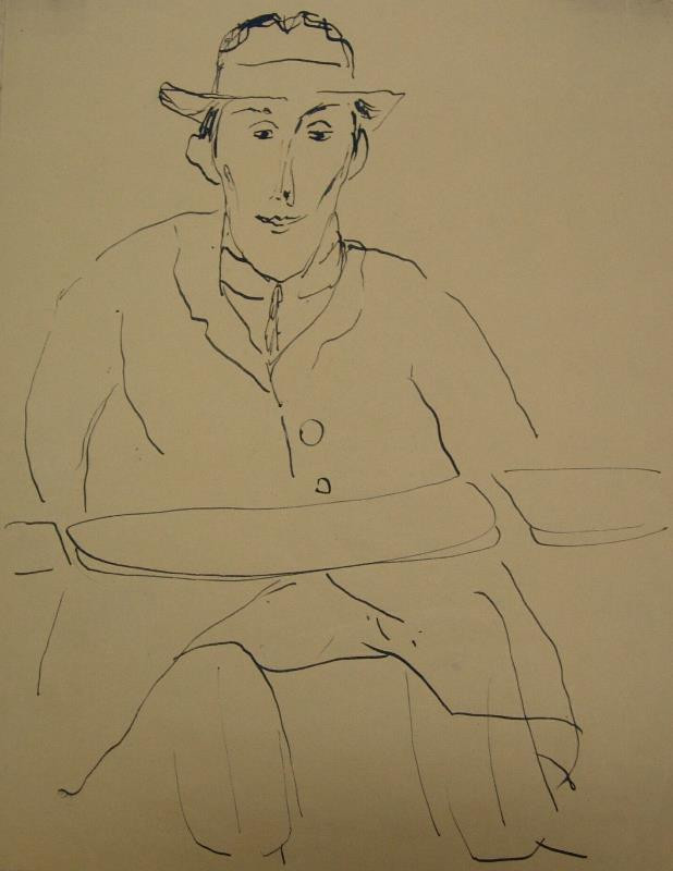 Josef Šíma - Studie sedícího muže v klobouku