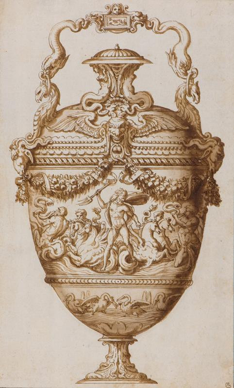 Francesco de Rossi zv. Salviati - podle - Dekorativní váza s Neptunem