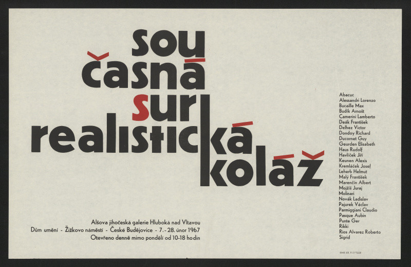 neznámý - Současná surrealistická koláž. Alšova jihočes.galerie Hluboká n/Vlt. 7.-28. únor 1967