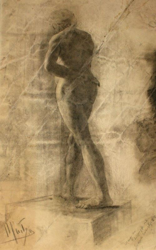 Alfons Mucha - Mužský akt zezadu