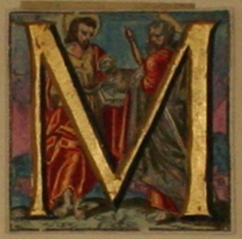 neznámý kreslíř německý - Iniciála D s Kristem a farizeji