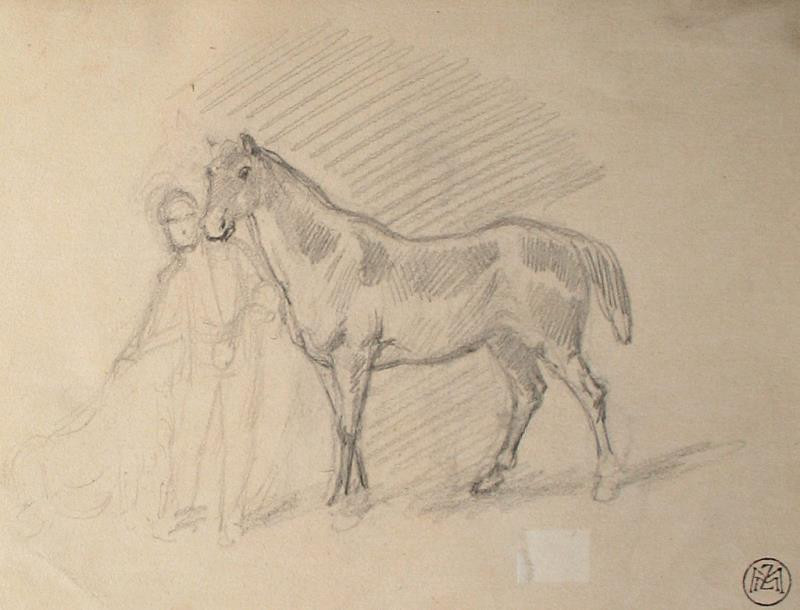 Karl Atzker (Atzger) - Studie koně a muže