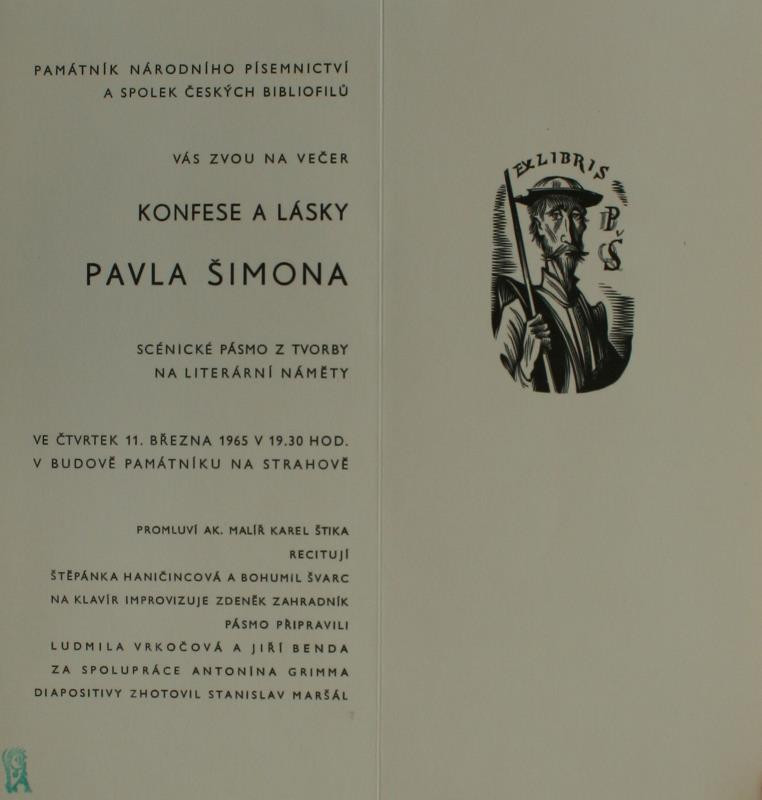 Pavel Šimon - Pozvánka na výstavu P. Šimona - Praha