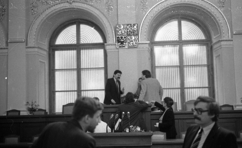 Dagmar Hochová - V jednacím sále České národní rady, únor 1991