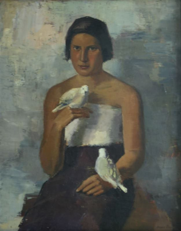 Sergius Pauser - Dívka s holuby