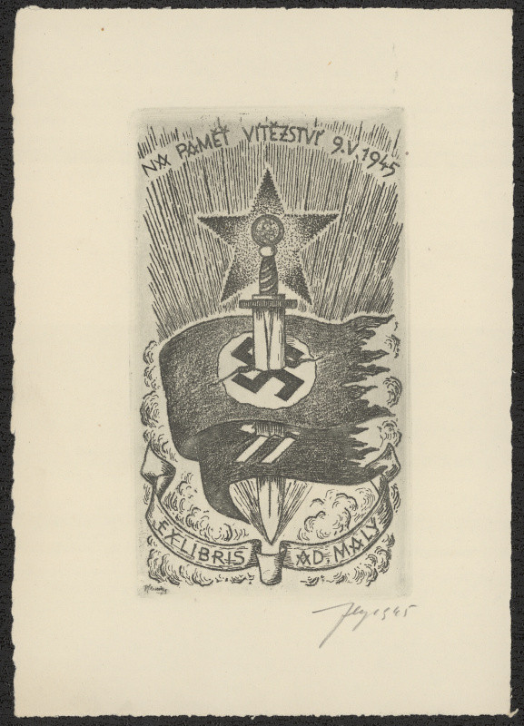 Vítězslav Fleissig - Ex libris Ad. Malý na paměť vítězství 9.V.1945