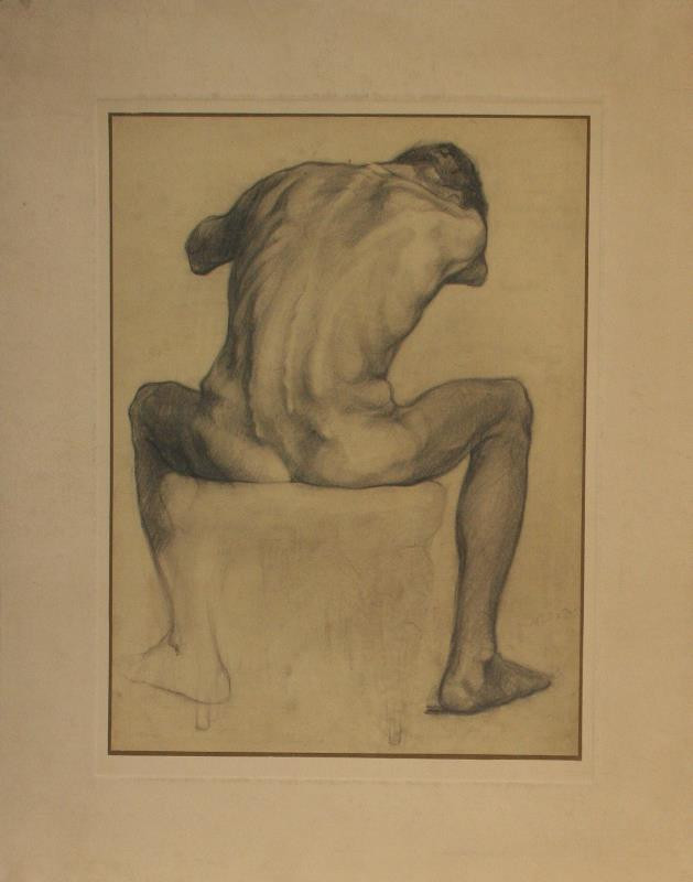 Rudolf Leger - Akt sedícího muže ze zadu