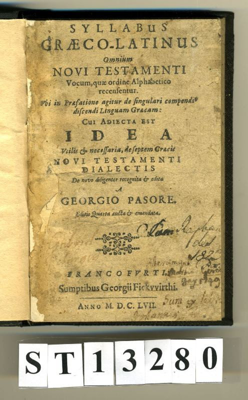 Georg Pasor, Georg Fickwirth - Syllabus Graeco-Latinus omnium Novi Testamenti