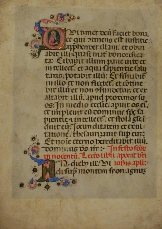 neznámý kreslíř německý - List  z rukopisné knihy s iniciálou O a iniciálou J