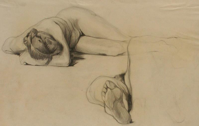 Rudolf Leger - Ležící akt ženy, studie nohy