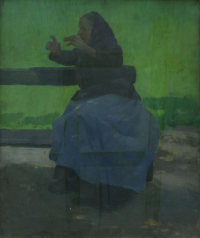 neznámý - Stará žena na lavičce