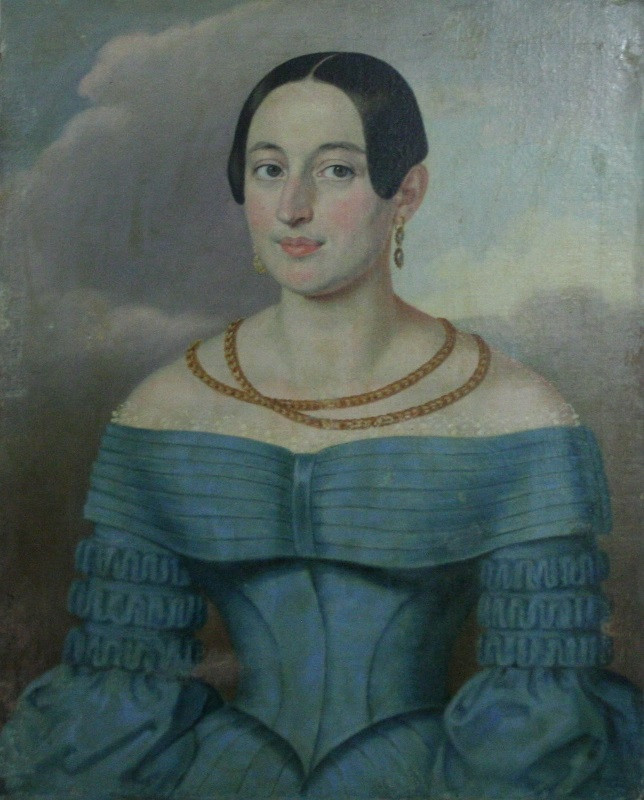 Severin Pfalz - Ženský portrét v bleděmodrém šatu