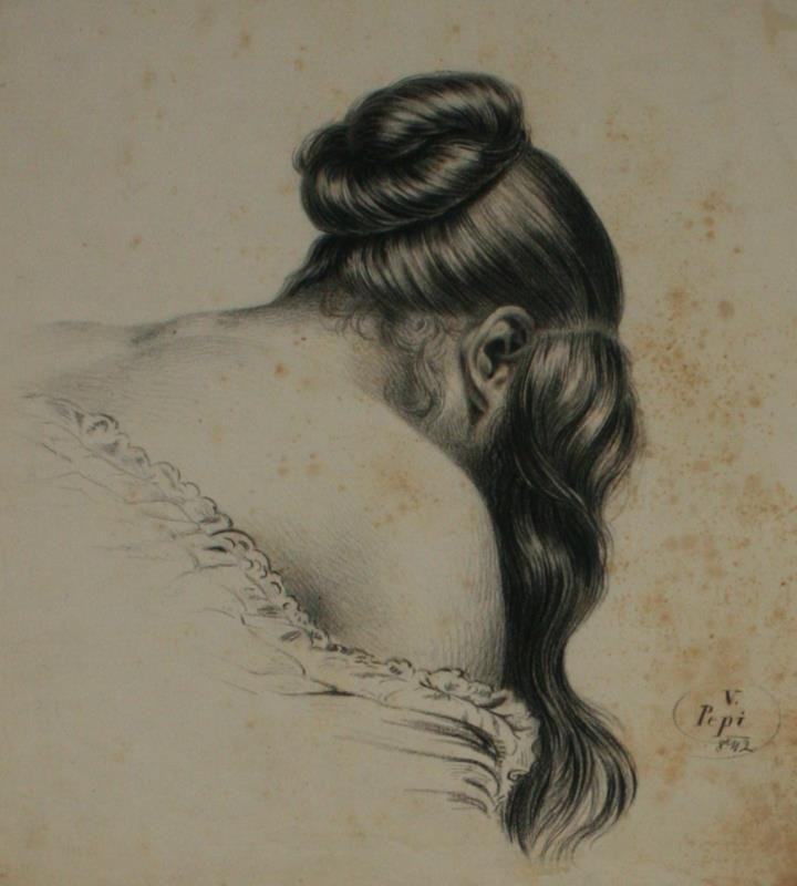 Carl von Sales - Studie ženské hlavy se spuštěnými vlasy