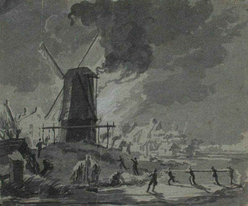 Egbert van der Poel - Hořící větrný mlýn.