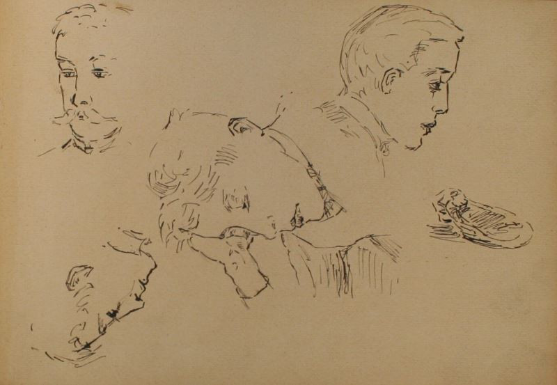 Josef Šíma - List ze skicáku (portrétní studie)