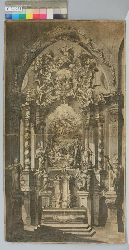 neznámý rytec německý - Architektura oltáře s obrazem Nanebevzetí