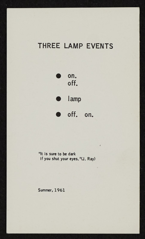 George Brecht - Three lamp events from Water Yam