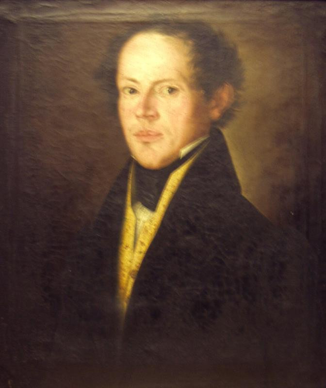Bruno Mauritz Trapp - Portrét muže v tmavém; žlutá vesta