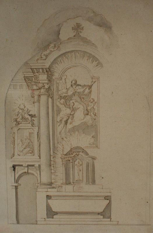 Josef Winterhalder II. (Winterhalter) - Návrh na oltářní nástěnnou malbu s obrazem sv. Aegidia