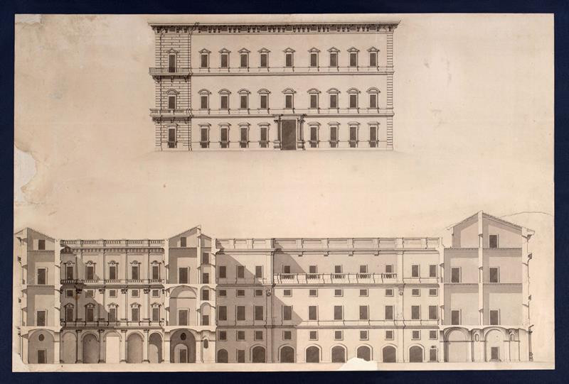 Franz Anton Grimm - Palazzo Farnese, fasáda