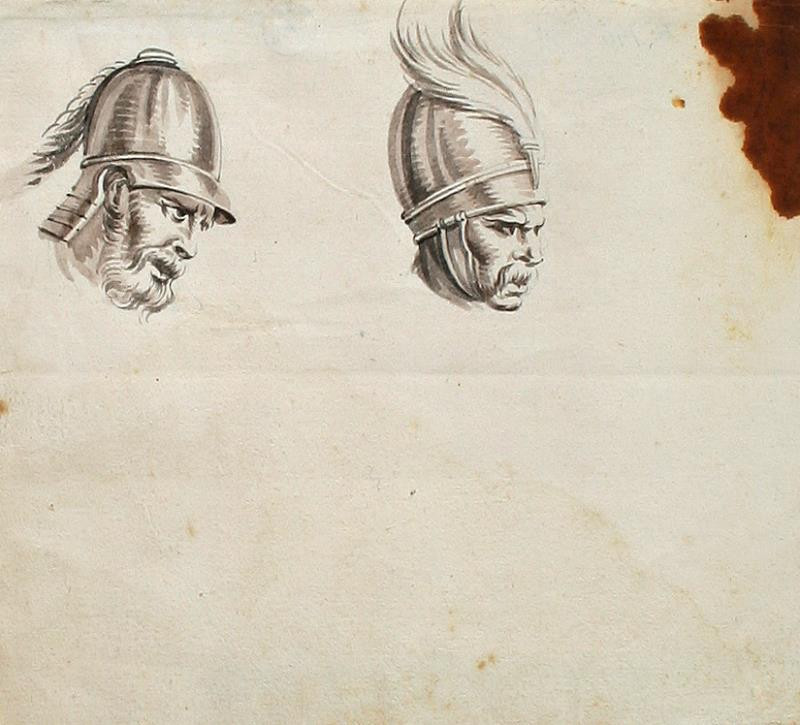 Jan Kutálek (Guttalek) - Dvě mužské hlavy v helmách