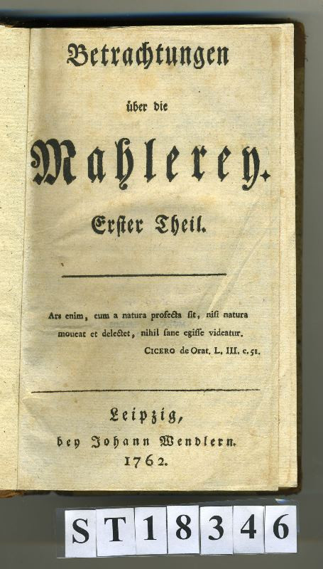 neurčený autor - Betrachtungen über die Mahlerey. Erster Theil