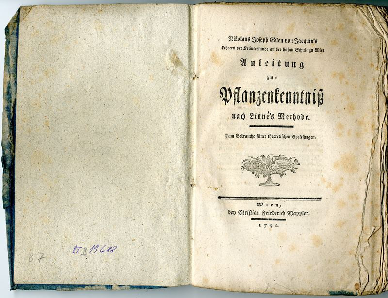 Nicolaus Joseph Edlen von Jacquin, Christian Friedrich Wappler - Anleitung zur Pflanzenkenntniss nach Linné s Methode