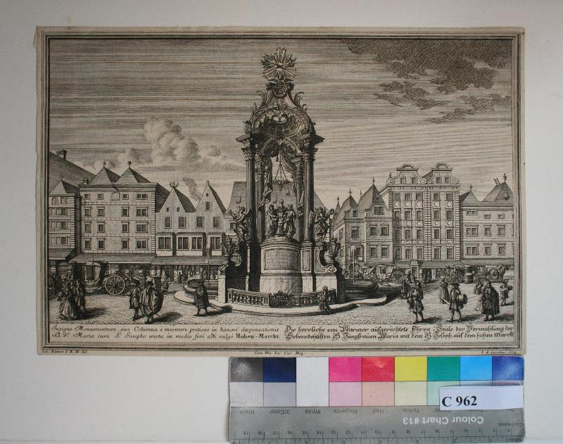 Johann August Corvinus - Mariánský sloup na Hoher Markt ve Vídni