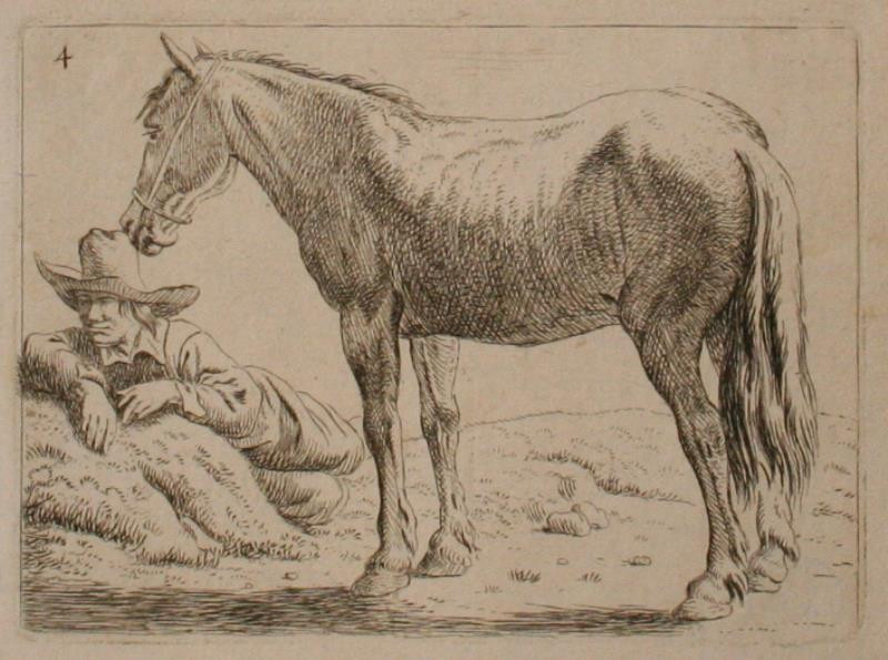 Jan van Aken - Ležící muž s koněm
