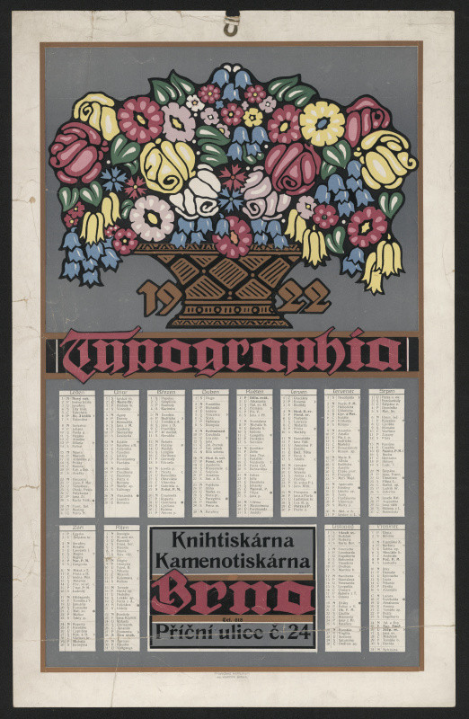neznámý - Kalendář Typographia Brno, 1922