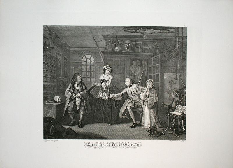 Ernst Ludwig Riepenhausen - Marriage a la Mode Plate III. - U mastičkáře. in Hogarths Werke