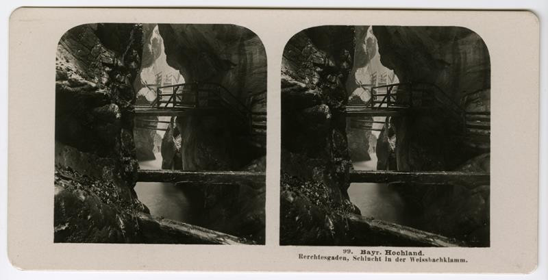 neurčený autor - Bayr.Hochland. Berchtesgaden, Schlucht in der Weissbachklamm