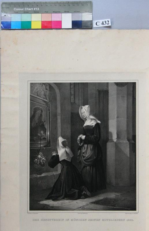 Johann Woelfle (Wölfle) - Jeptišky  před  obrazem  Sedmibolestné  Matky  Boží