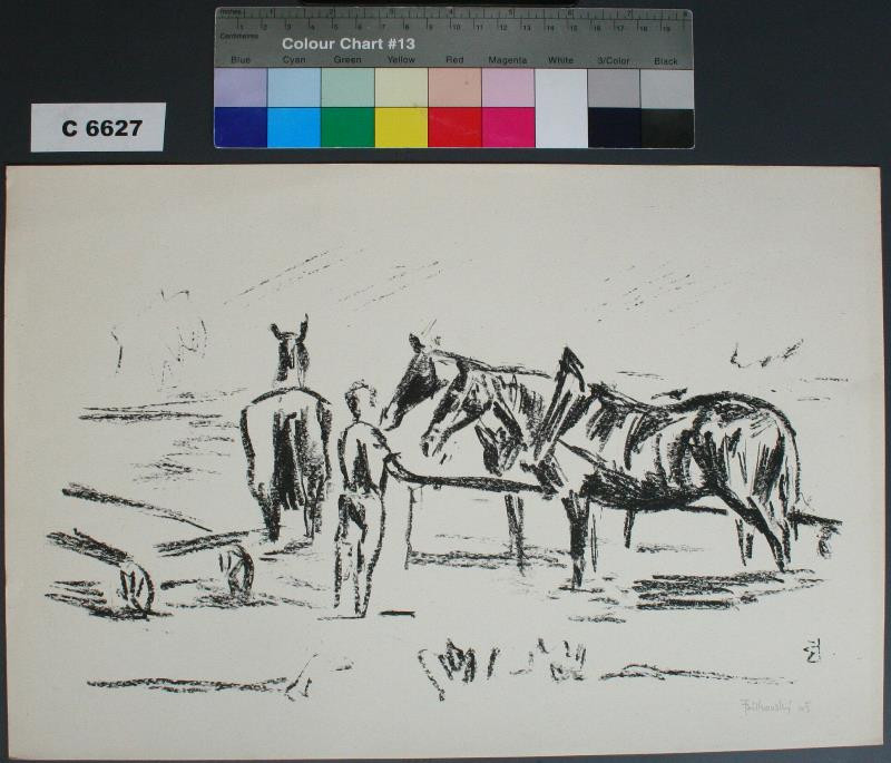 František Bílkovský - Koně na poli (Litografie - 8)
