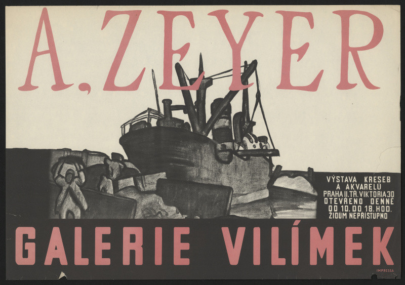 A. Zeyer - Výstava kreseb a akvarelů A. Zeyer, galerie Vilímek