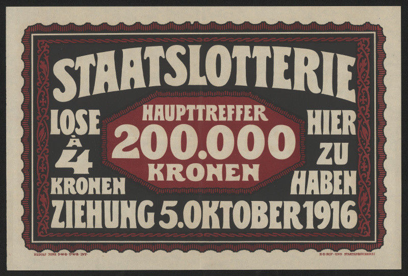 Rudolf Jung - Staatslotterie Lose ... Ziehung 5. Oktober 1916