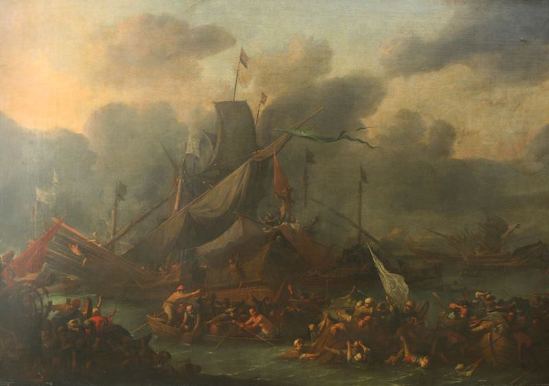 Johannes Lingelbach - Námořní bitva (Bitva u Lepanta)
