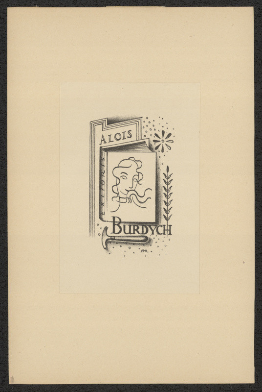 Rudolf (Ruda) Kubíček - Ex libris Alois Burdych. in Rudolf Kubíček, Třetí soubor exlibris. Litografie. Uherské Hradiště 1932