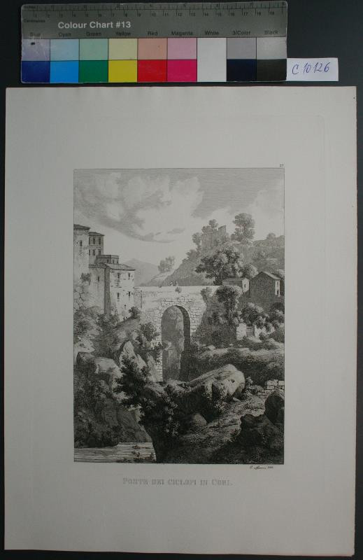 Carl Ferdiand Sprosse - Ponte dei Ciclopi in Cori. in Rom 32 Originalradirungen