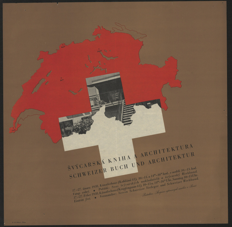 František Kalivoda (?) - Švýcarská kniha a architektura 17.-27. únor 1938. Künstlerhaus Brno. Skupina výtvarných umělců v Brně