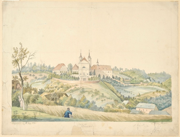 František (Franz) Richter - Vranov u Brna-pohled na kostel a klášter