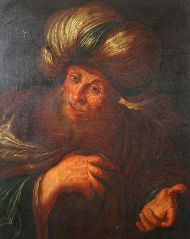 Matthias Stom (Stomer) - Portrét rabína v turbanu