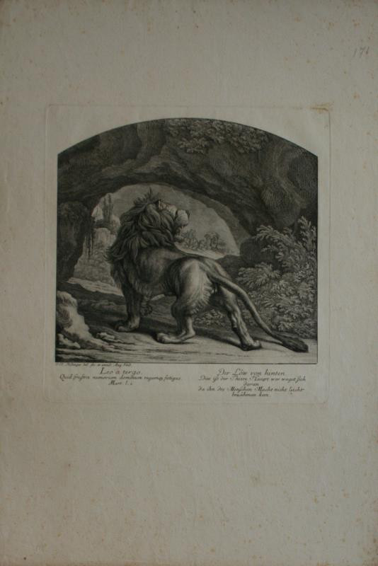 Johann Elias Ridinger (Riedinger) - Der Löw von hinten